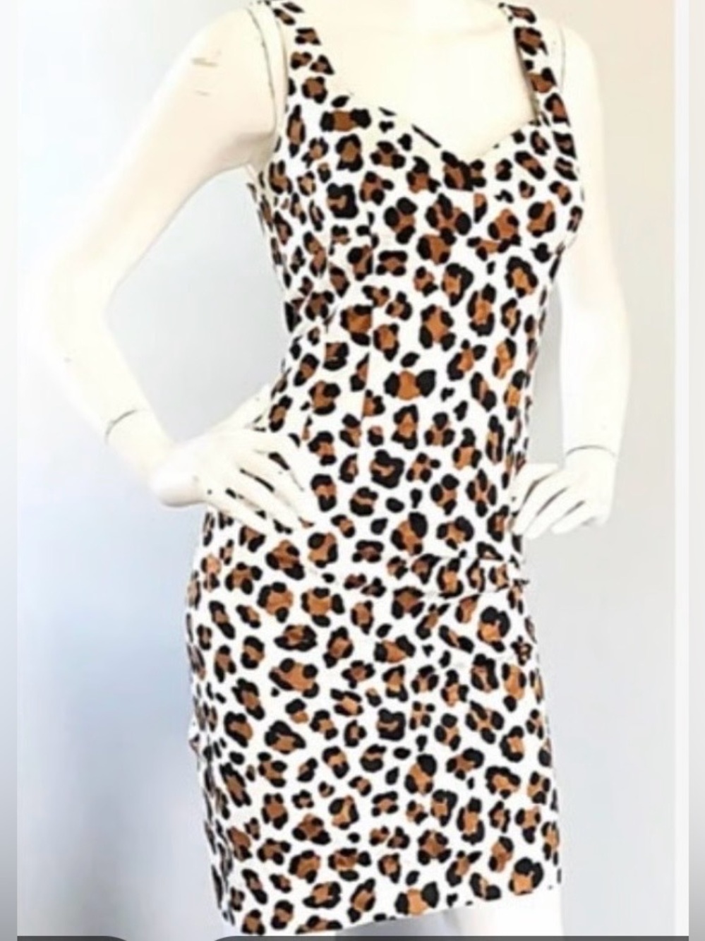Michael Kors Collection Cotton Blend Sleeveless Leopard Sheath Dress From Italy
